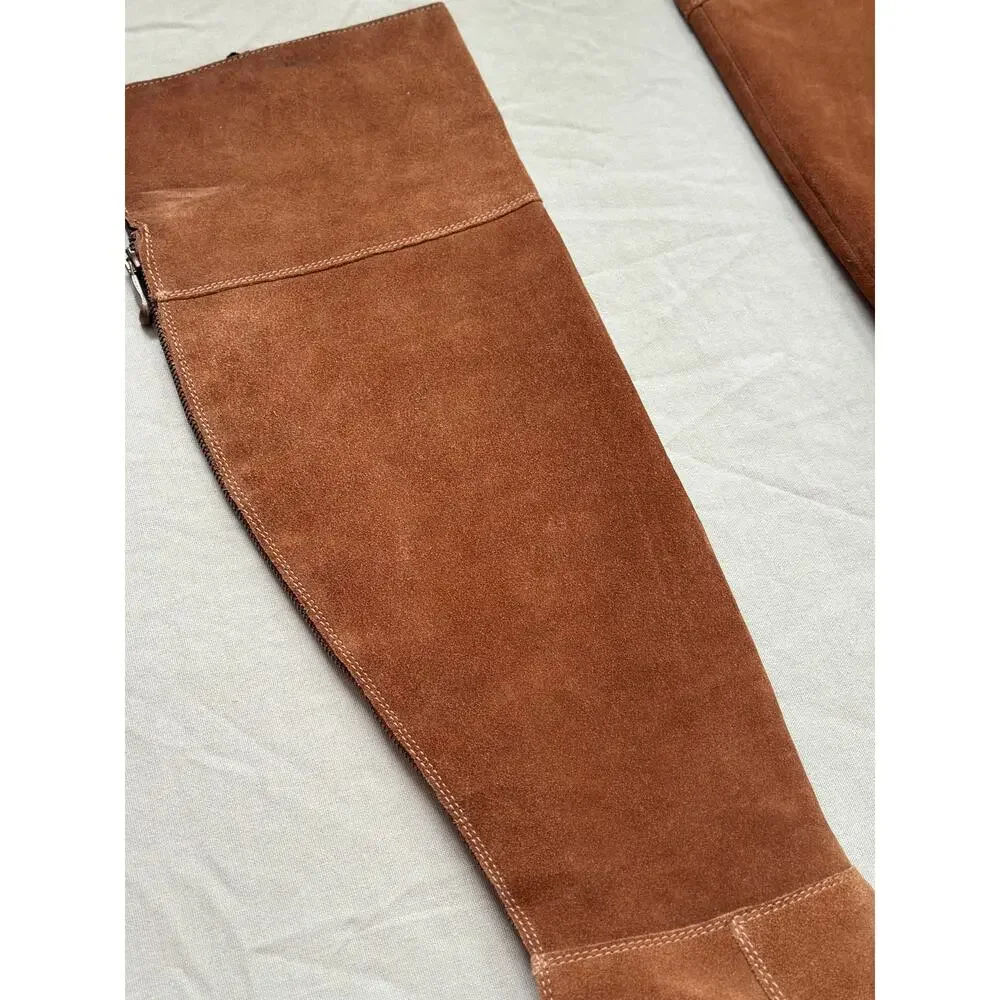 Vintage Y2K Sz7 Steve Madden Orabella Chestnut Genuine Suede Over-the-knee Boots